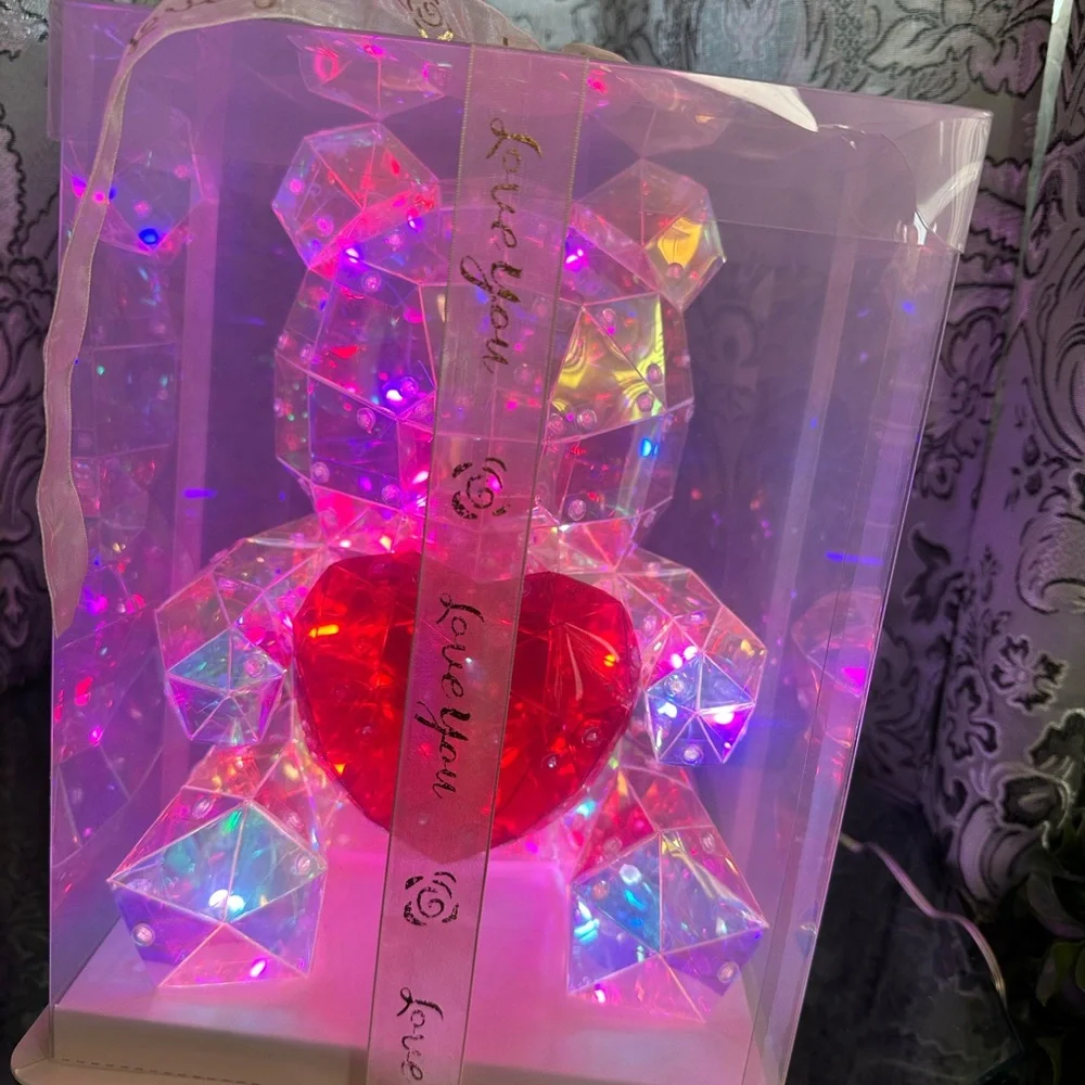 Luminous Glow Holographic Iridescent 12”Teddy Bear LED Light Gift Box